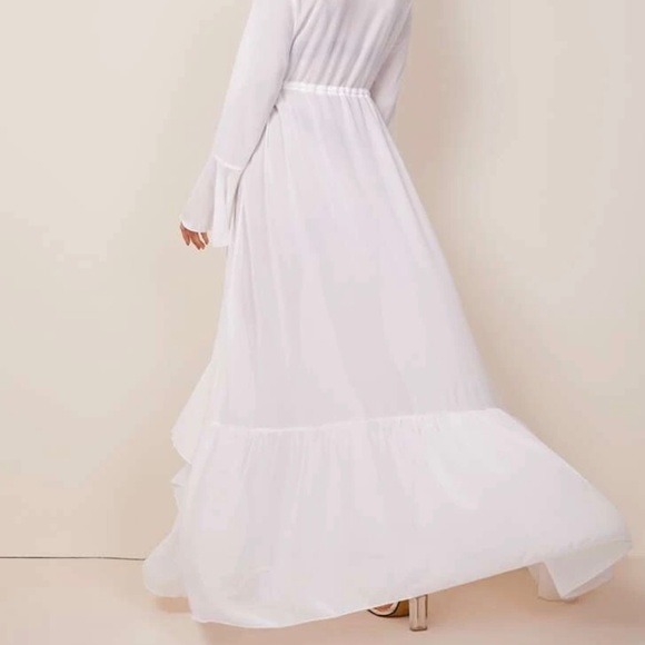 Flounce Sleeve Drawstring Waist RuffleSheer Kimono - Picture 3 of 3